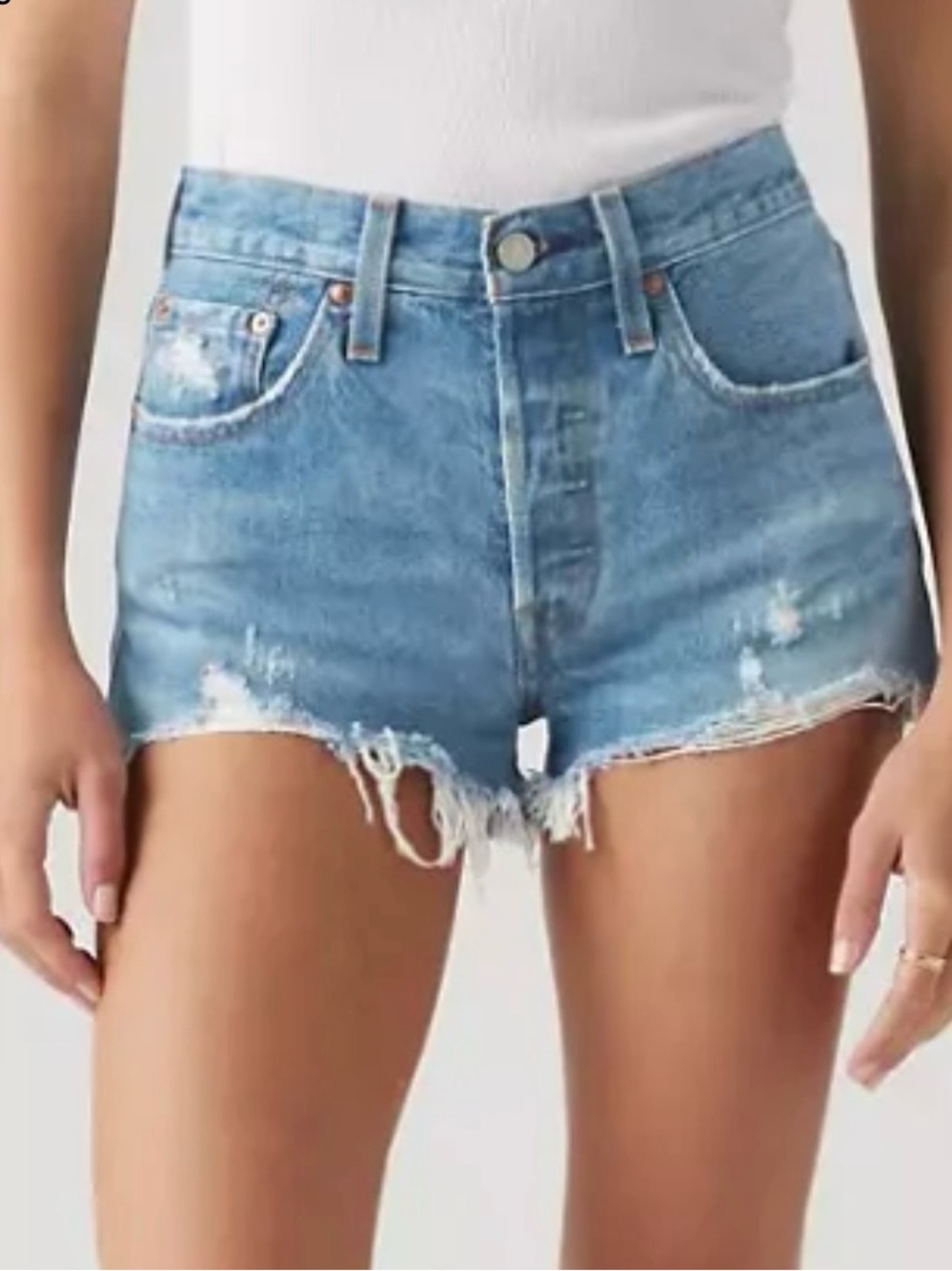 #80 SONOMA Light Blue Distressed High-Rise Jean Shorts